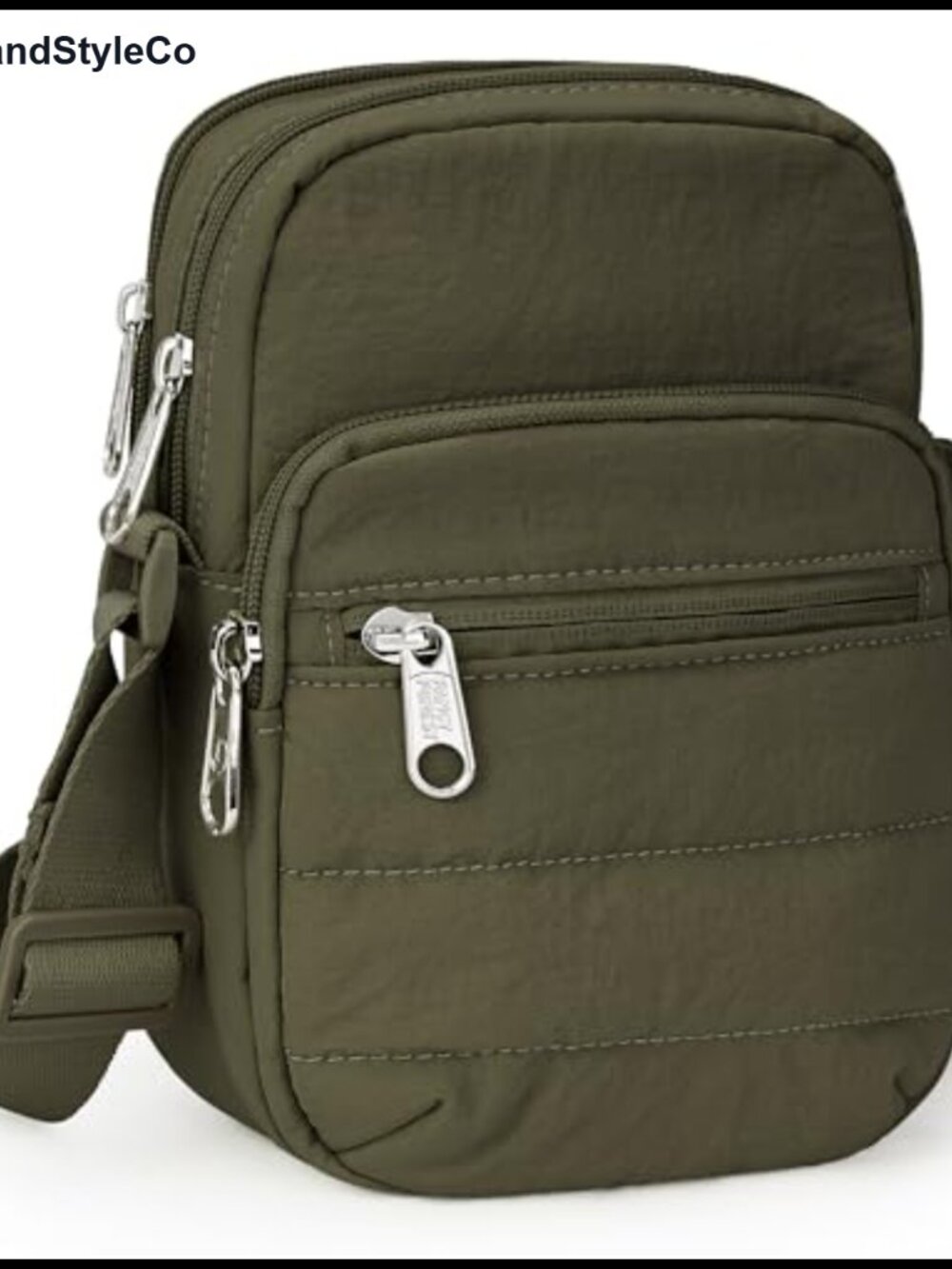 RFID Blocking Crossbody Sling Bag with 8 Pockets Nylon Quilted